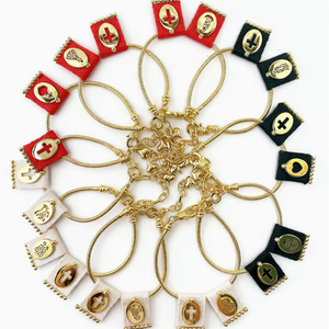 Pulsera <span class=keywords><strong>de</strong></span> dijes trenzada a mano <span class=keywords><strong>de</strong></span> moda, pulsera <span class=keywords><strong>de</strong></span> dijes con forma <span class=keywords><strong>de</strong></span> Virgen María, San <span class=keywords><strong>Benito</strong></span>, religión/<span class=keywords><strong>cruz</strong></span>/corazón - Product Image 1