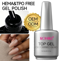 RONIKI Gel de finition brillant résistant aux taches, durcissement UV LED, vernis à ongles professionnel, fournitures de manucure, emballage personnalisé OEMODM
