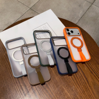 Coque de téléphone personnalisée avec logo imprimé pour iPhone 17, coque en acrylique givré avec support anneau polyvalent et protection interne anti-choc