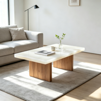 Table basse rectangulaire moderne en résine époxy avec design rivière, ensemble de meubles pour salon