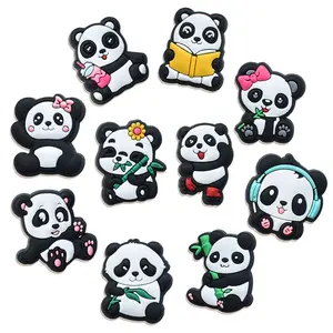 Wholesale Soft Pvc Panda Shoe Decorations Designer Shoe Accessories Bamboo Shoes Accessories