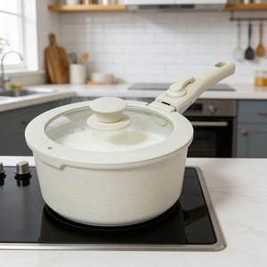 Ensemble de casseroles et poêles E-TOP en céramique antiadhésive avec <span class=keywords><strong>poignée</strong></span> <span class=keywords><strong>amovible</strong></span>, ensemble de cuisine empilable pour camping-car avec poignées amovibles - Product Image 1