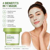 Masque de boue à l'acide hyaluronique bio réparateur et nettoyant en profondeur, marque privée, éclaircissant, à l'argile de haricot mungo, pour tous types de peaux