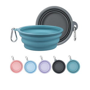 Custom Collapsible Water Food Dog Bowl <b>Slow</b> <b>Feeder</b> Silicone Pet Travel Bowl With Carabiner - Product Image 1