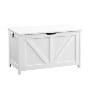 Banco de Almacenamiento con Tapa, Organizador de Entrada Blanco, Caja de Juguetes Retro, 2 Bisagras, Fácil Montaje - Product Image 2