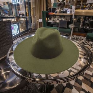 HOT SALE Fake Wool Panama Wide Brim Fedora <b>Hat</b> 9.5cm Silk Screen Printed <b>for</b> Women Men Spring Autumn Winter Fashion Dress - Product Image 5