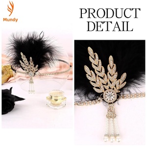 Serre-tête Art Déco des <span class=keywords><strong>années</strong></span> 20 avec plumes, style Charleston, pour femme, inspiré du Grand Gatsby - Product Image 1