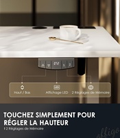 Bureau debout électrique moderne OffiGo 140 cm avec USB intégré, 2 fonctions de mémoire, design ergonomique en bois pour le travail, les études et les jeux