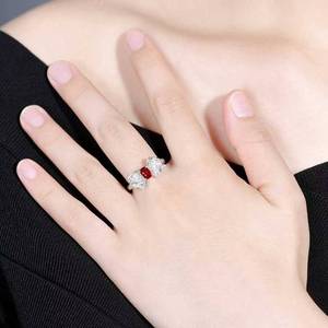 Mozambique Unheated Ruby Ring 18K Gold Inlaid 87pcs Diamonds 0.29ct Ladies Unique <b>Bow</b> Shape Gemstone Jewelry - Product Image 6