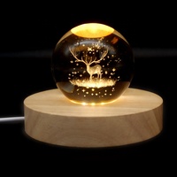 Base LED en bois avec USB pour acrylique lumière Base d'affichage LED en bois pour la décoration de la maison Support en bois pour la lumière