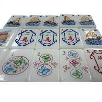 Juego de Mahjong Americano de Acrílico Blanco de Algodón, Celebrando los Juegos del Festival de la Madre Tierra