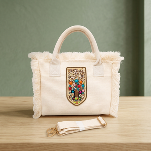 Custom Luxury Handwoven Straw Tote <b>Bag</b> Cowrie Shell Beaded Patch Raffia Beach <b>Bag</b> with <b>Fringe</b> Crossbody Strap Women Handbag - Product Image 4