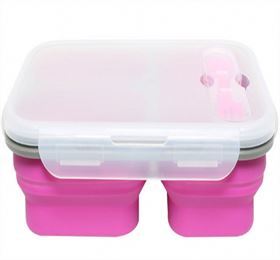 Lonchera Plegable Personalizada, Lonchera Bento de Silicona con Dos Compartimentos, Lonchera de Silicona al por Mayor - Product Image 4