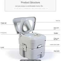 Toilette portable pour soins à domicile, toilette d'hôpital portable 20L, toilette de chevet pour adultes et personnes âgées