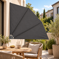 Parasol mural en forme d'éventail pour balcon 140x140CM, cloison pliante d'intimité avec cadre en acier pour terrasse résidentielle