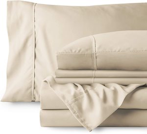 Bộ sưu tập 1800 cao cấp 6-Piece khách sạn sang trọng giường tờ thiết lập hiện đại rắn giường phẳng tờ với túi sâu gấp phong cách - Product Image 4