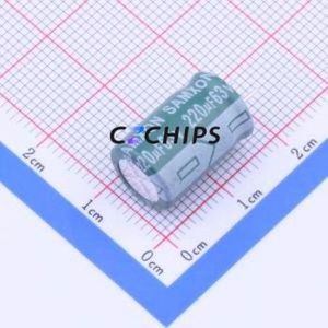 Condensador Electrolítico de Aluminio de Orificio Pasante EGF227M1JG16CB, Orificio Pasante, D10xL16mm 220uF 20% 63V 357mA-100kHz - Product Image 1