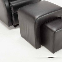 Fauteuil inclinable manuel en cuir noir avec table d'appoint rotative, ottoman de rangement amovible, design ergonomique à inclinaison réglable pour la maison