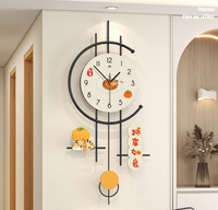 Horloge murale créative de style chinois, horloge murale numérique moderne avec pendule en forme de tigre, pour salon