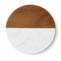 Sous-verres ronds en marbre et bois, expédiés depuis l'entrepôt américain, pour la maison, le bureau, la table de Noël, les cadeaux de pendaison de crémaillère, tapis et dessous de plat.