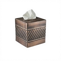Boîte à mouchoirs artisanale distributeur de couverture carrée accessoires de commode en métal gaufré pour bureau salle de bain décor finition cuivre Antique