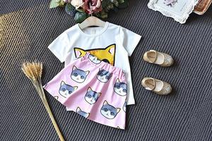 Nuovi Articoli in Dropshipping, Vendita Rapida, Set Corto con Stampa Gatto per Bambine dal Mercato Cinese - Product Image 2