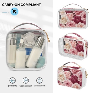 Hawaii Custom Puakenikeni LeiVintagePink Red Rose Women's 2-piece Transparent <b>Makeup</b> <b>Storage</b> Bag Travel Toiletry Bag - Product Image 5