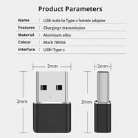 Cargador OTG de aleación de aluminio multiusos tipo C hembra a USB 2,0 adaptador macho negro blanco carga rápida para teléfonos móviles