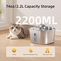 Dispenser Air Minum Stainless Steel 2.2L untuk Anjing, Desain Lepas Pasang, Aliran Sirkulasi Otomatis, Filter Kapas, untuk Penggunaan Lintas Negara