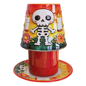 Diseño Personalizado Atmósfera Festiva Mexicana <span class=keywords><strong>Dia</strong></span> <span class=keywords><strong>De</strong></span> <span class=keywords><strong>Muertos</strong></span> Día <span class=keywords><strong>De</strong></span> Los <span class=keywords><strong>Muertos</strong></span> Vela <span class=keywords><strong>De</strong></span> Cerámica <span class=keywords><strong>De</strong></span> <span class=keywords><strong>Alta</strong></span> Calidad Tarro Lámpara Sombra Y Juego <span class=keywords><strong>De</strong></span> Platos - Product Image 2