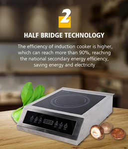 เตาแม่เหล็กไฟฟ้าแบบตั้งพื้น 3500W ODM/OEM หัวเตาเดี่ยว ควบคุมด้วยระบบสัมผัส สำหรับเชิงพาณิชย์ เทคโนโลยีฮาล์ฟบริดจ์ - Product Image 3