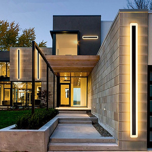 Hot bán hiện đại tuyến tính dài dải Tường Ngoài Trời ánh sáng hiên biệt thự ban công không thấm nước màu đen vườn bên ngoài dẫn đèn tường - Product Image 1