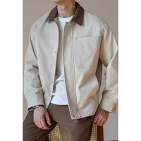 Veste décontractée pour homme style workwear rétro à revers contrastant pour l'automne