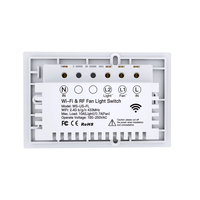 Interrupteur mural tactile intelligent Tuya 2.4G WiFi+RF433, contrôleur de ventilateur de plafond et d'éclairage, contrôle par application Smart Life, programmation de l'horloge
