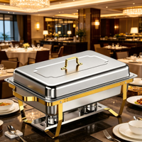 Équipement hôtelier commercial - Table de buffet rectangulaire en acier inoxydable givré argenté et doré