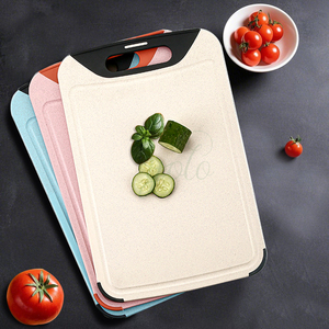 Accesorio rosa para frutas y verduras, tabla de cortar de plástico antideslizante de doble cara de grado alimenticio con paja de trigo, tabla de cortar de PP para Cocina - Product Image 3
