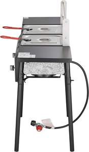 Nồi chiên gas công nghiệp ngoài trời, hai ngăn sâu, đứng, dùng gas propane, di động và có thể tháo rời, kèm 2 giỏ inox & nắp đậy - Product Image 5