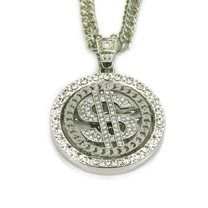 YJ10-5617 Collier Hip Hop plaqué <span class=keywords><strong>or</strong></span> avec pendentif signe dollar et cristaux glacés, chaîne à maillons pour homme, idéal pour cadeau ou soirée – Nouveauté, Meilleure Vente - Product Image 5