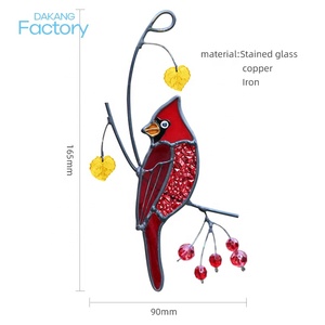 Burung Kardinal kaca berwarna suncatcher hadiah untuk Ornamen Natal buatan tangan dekorasi rumah liontin benda dekoratif gantung - Product Image 2