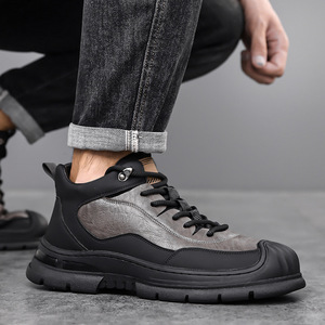 Botas de Nieve para Hombre, Altura al Tobillo, Cuero Genuino, Punta Redonda, Forro de Piel, Impermeables, Antideslizantes, Suela de Goma, Entresuela de EVA - Product Image 4