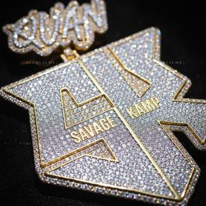 Elegant <b>Alphabet</b> Pendant 925 Sterling Silver Gold Plated Channel Set Moissanite Hiphop Unisex Party Gift Necklace - Product Image 3