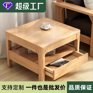 Japanese Style Solid Wood <b>Coffee</b> <b>Table</b> Square Low <b>Table</b> With Drawers Natural <b>Walnut</b> Color Living Room Side <b>Table</b> - Product Image 4