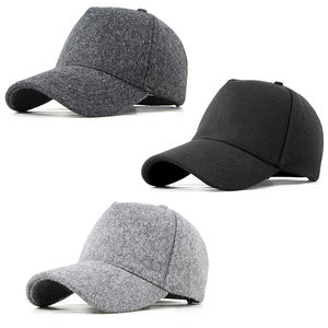 Vente en gros de chapeaux chauds d'hiver noirs en 3 couleurs pour homme et femme Casquette de baseball à 5 panneaux en laine - Product Image 3