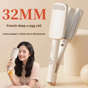 Fer à boucler électrique portable 32 mm à chauffe rapide, fer à friser automatique rotatif pour grandes boucles - Product Image 1