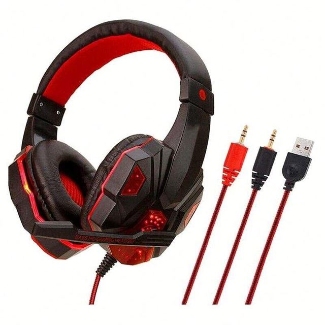 Wireless Gaming Headset With RGB Light Over-Ear Stereo Sound Headphones USB 3.5MM Gamer Headsets With Mic for PC PS4