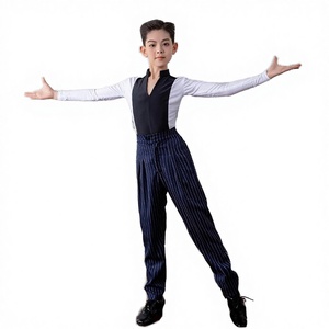 Set da ballo latino classico e versatile, popolare, con top a maniche lunghe color block per bambini e ragazzi, in modal/cotone, per pratica di Salsa e <span class=keywords><strong>Jazz</strong></span> - Product Image 4