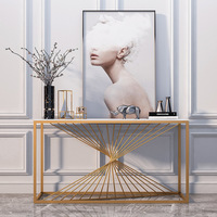 Table console en métal de luxe, décoration moderne antique/vintage/classique pour la chambre à coucher et le couloir