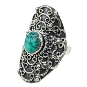 Anillo de Cristal de Turquesa Natural Ajustable, Joyería Hecha a Mano para Mujer con Diseño de Piedra Pulida para Uso Casual o Formal con Estilo - Product Image 1