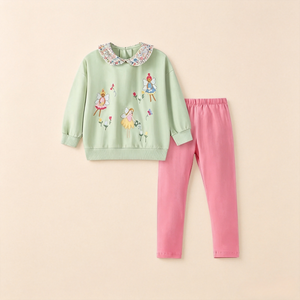 Conjunto de Sudadera y Pantalones Bordados de Hadas para Niñas al por Mayor, Top con Cuello Peter Pan Lindo, Ropa Casual Diaria para Jugar, Hecho a Medida - Product Image 2
