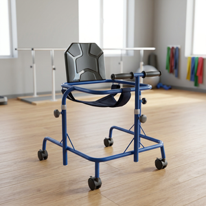 Marche-bébé bleu réglable avec siège et roues pour l'aide à la marche - Product Image 2